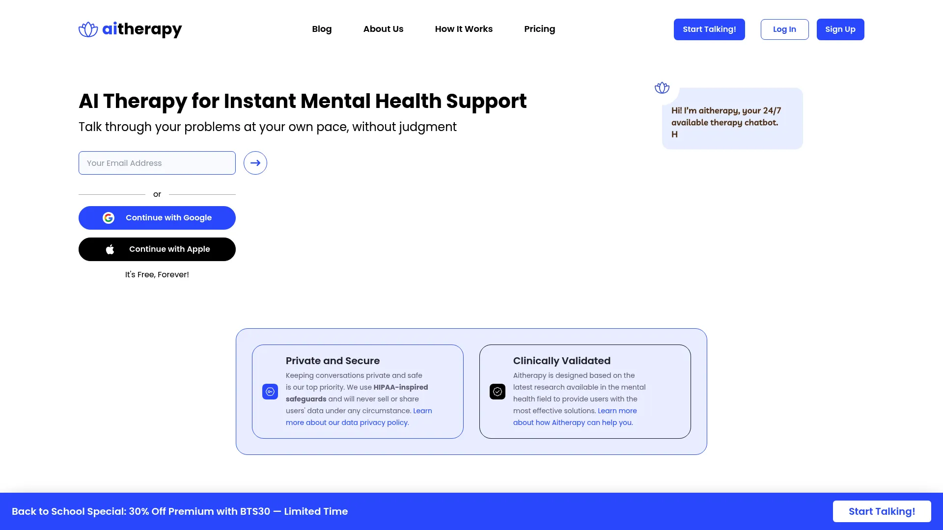 A screenshot of Aitherapy