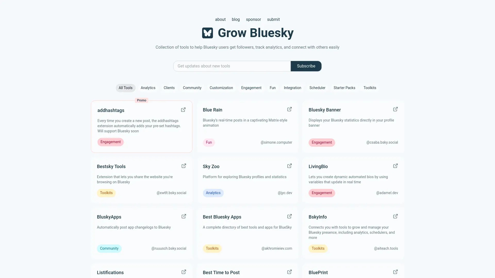 A screenshot of Grow Bluesky