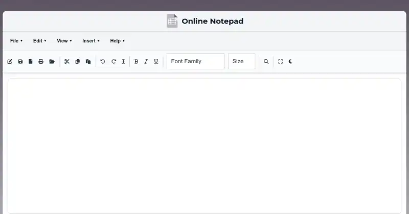 A screenshot of Online Notepad