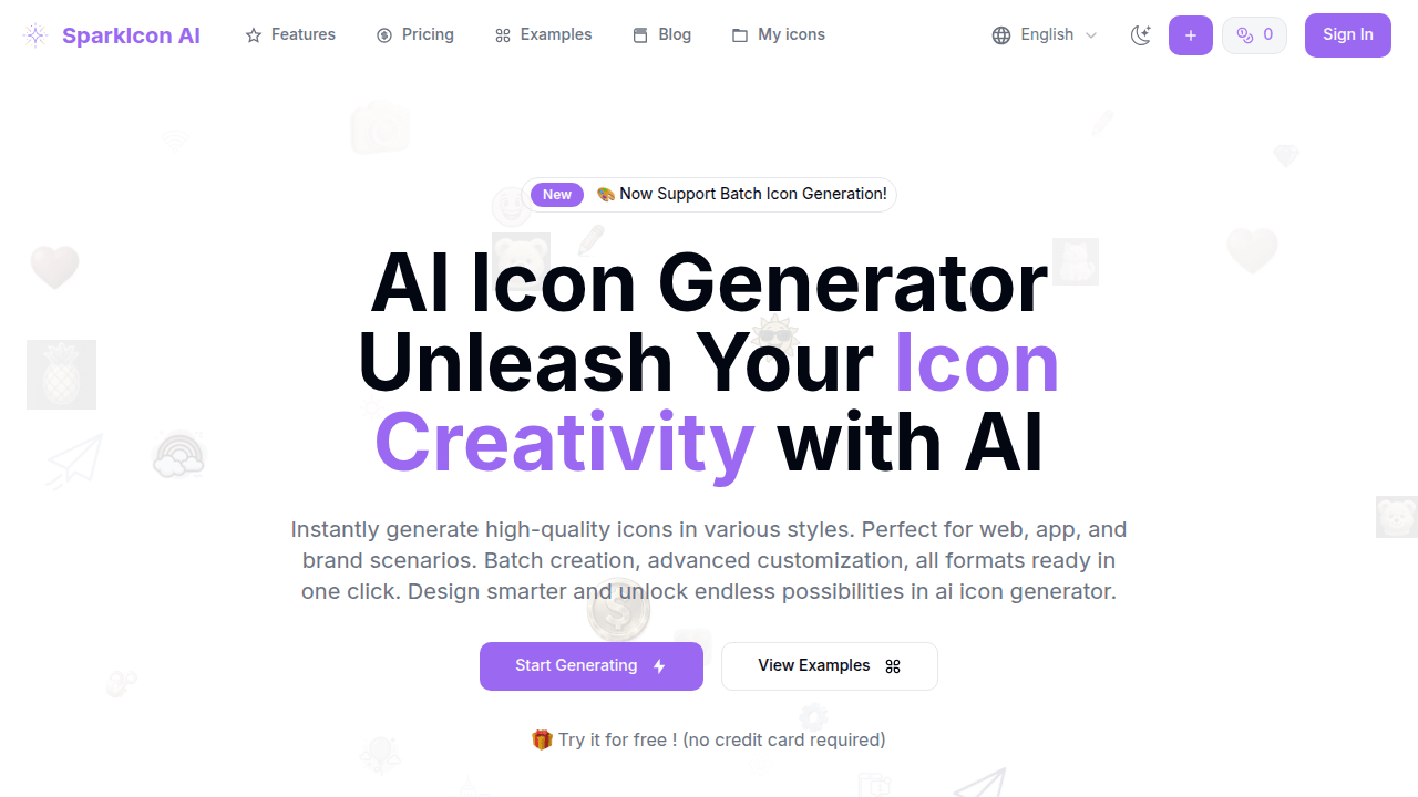A screenshot of SparkIcon AI