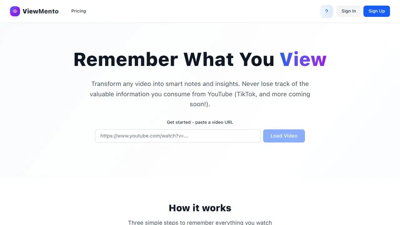 A screenshot of Viewmento